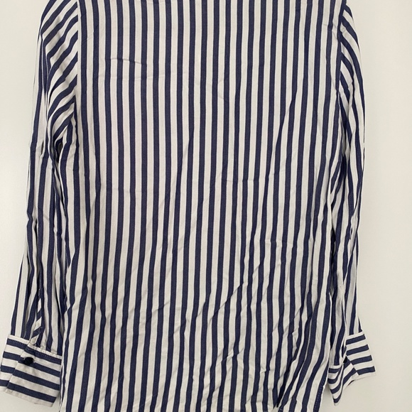 Zara Blue and White Striped Buttoned Blouse - Picture 5 of 7